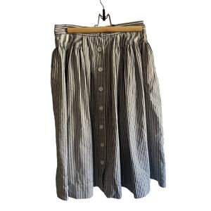 Louche A-line blue striped midi skirt size 12